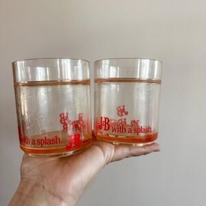 VTG Set Of‎ 2 J&B With A Splash Plastic Tumbler Drinking Glasses Scotch Whiskey